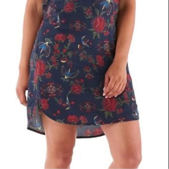 NWT Patagonia June Lake Navy Blue Mini Dress Byrd Floral S Tencel Short Sleeve - Picture 2 of 5